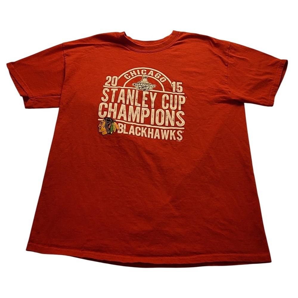 Chicago Blackhawks 2015 Stanley Cup Champions Red‎ Graphic T-Shirt Mens Large
